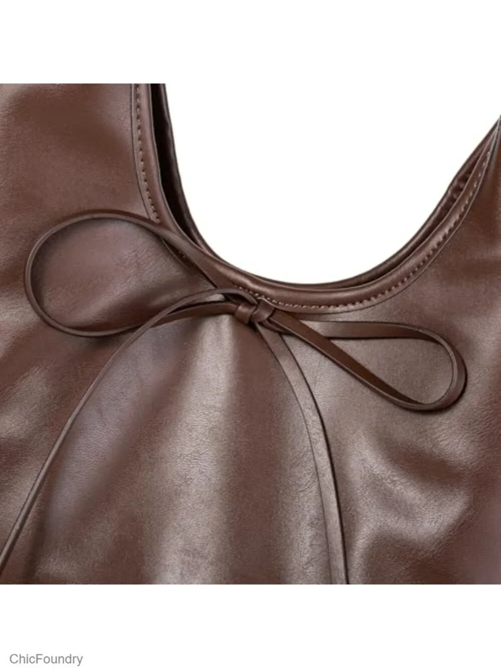 Vintage French Bow Tote Bag Large Capacity Hobo Suede and PU Shoulder Bag